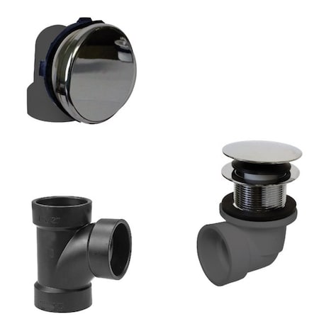 Westbrass Illusionary Overflow, Sch. 40 ABS Plumbers Pack W/ Tip Toe Bath Drain in Polished Brass D593ARK-05